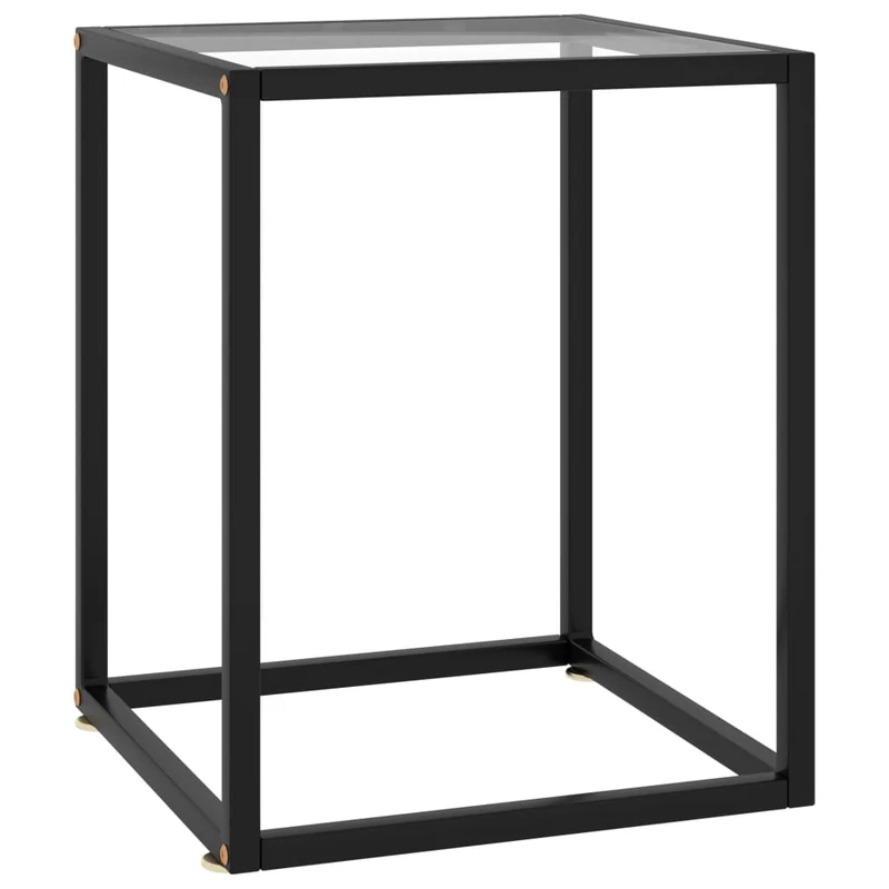 Table d'appoint bout de canapé design simple 40 x 40 x 50 cm verre trempé acier enduit de poudre DEC039885