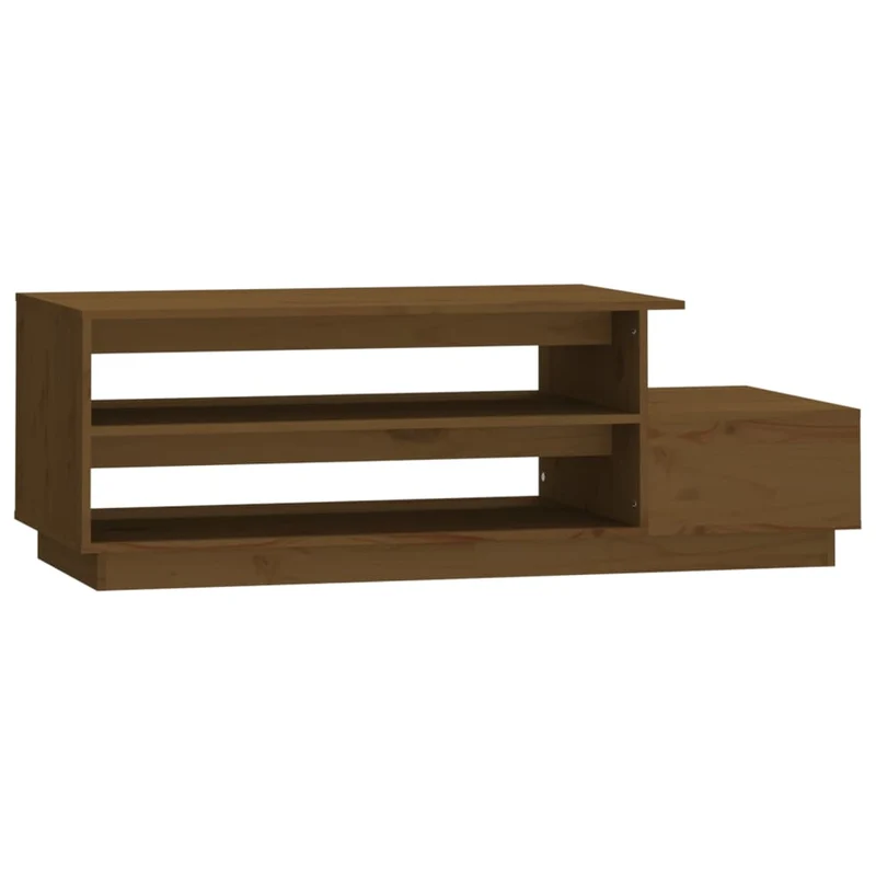 Table basse avec 2 compartiments et un tiroir design rustique 120 x 50 x 40,5 cm bois massif de pin marron DEC039476