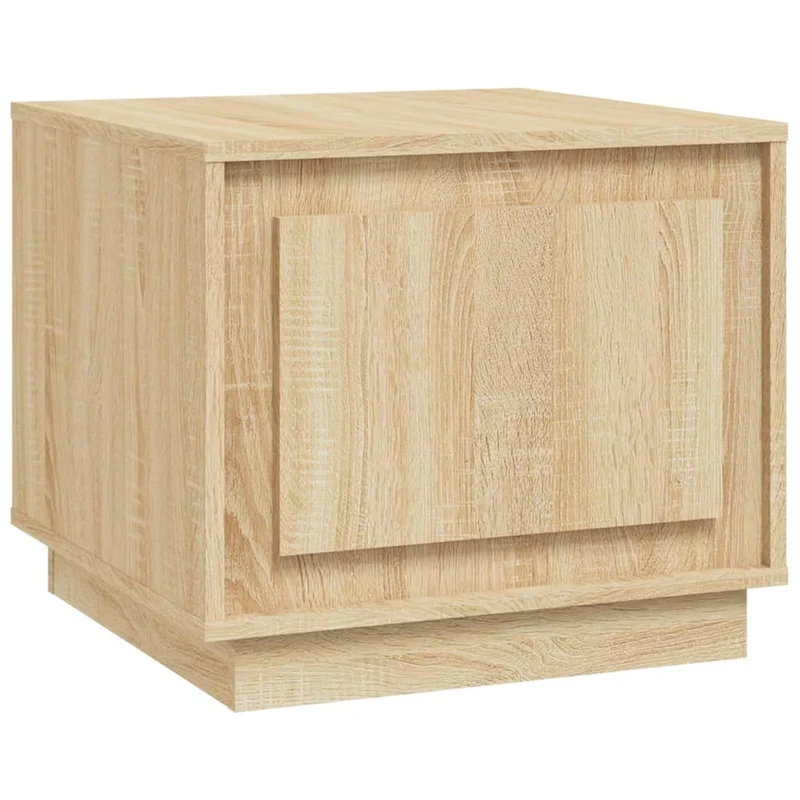 Table basse design rustique avec compartiment avec porte 51 x 50 x 44 cm bois d'ingénierie couleur chêne DEC038957