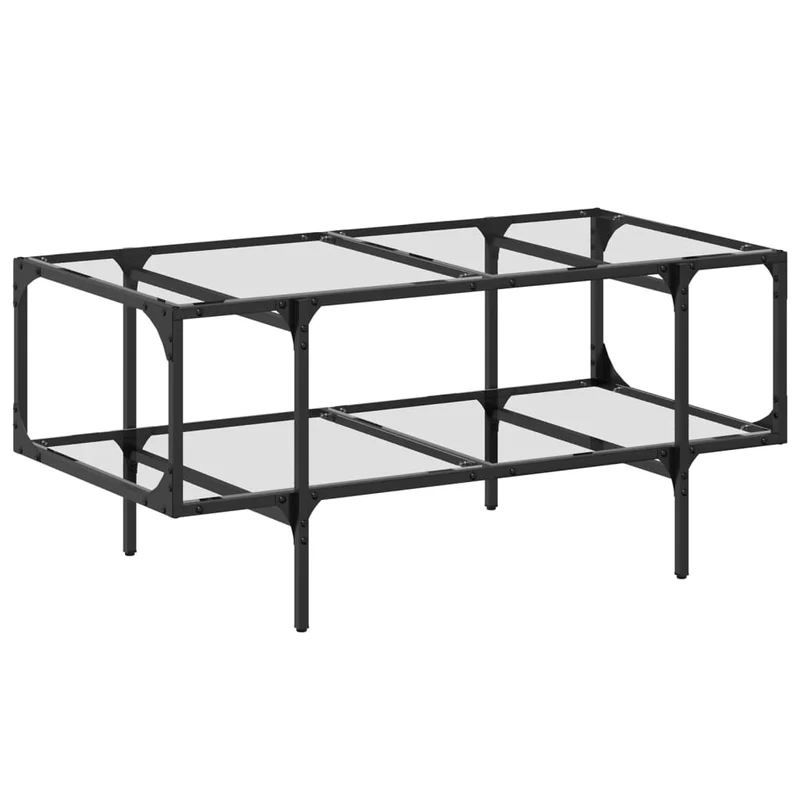 Table basse de salon design moderne avec dessus en verre transparent et acier 98,5 x 50 x 45cm DEC037380