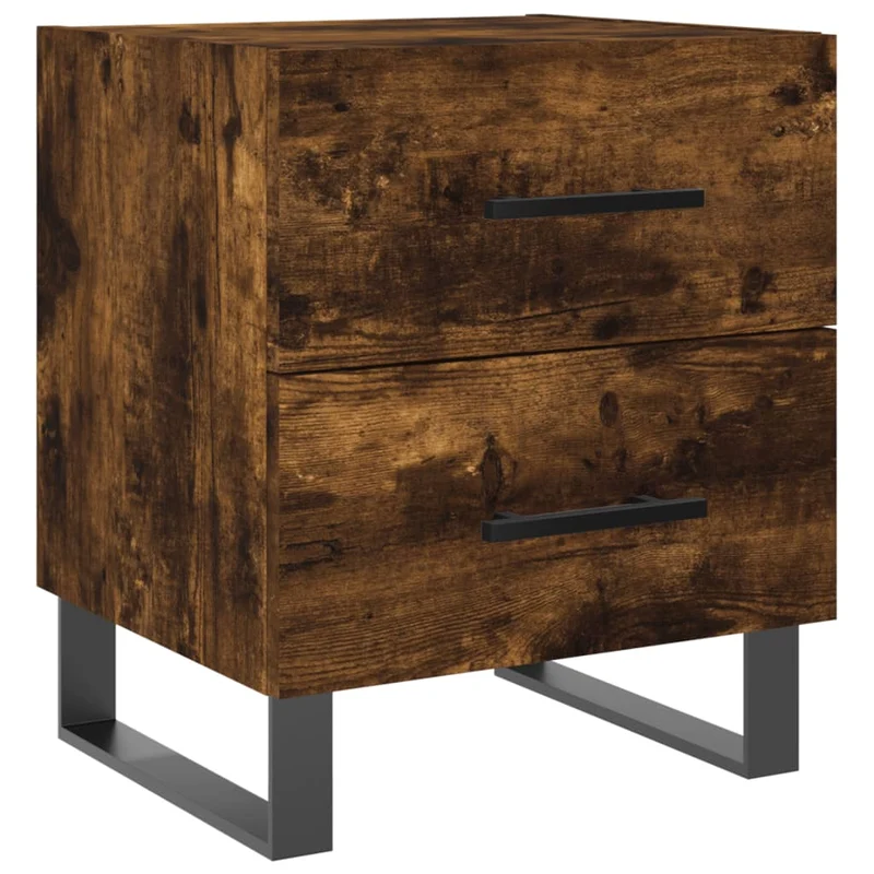 Table de chevet avec tiroirs 40 x 35 x 47,5 cm bois d’ingénierie marron et fer DEC033574