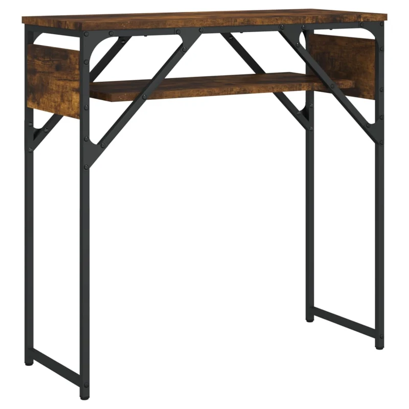 Table console avec étagère 75 x 30 x 75 cm bois d'ingénierie marron et métal DEC031641