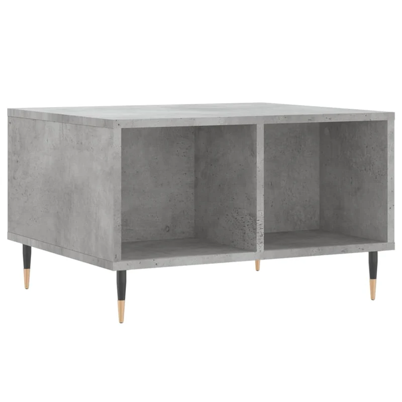 Table basse avec 4 compartiments design moderne 60 x 50 x 36,5 cm bois d'ingénierie gris et métal DEC039324