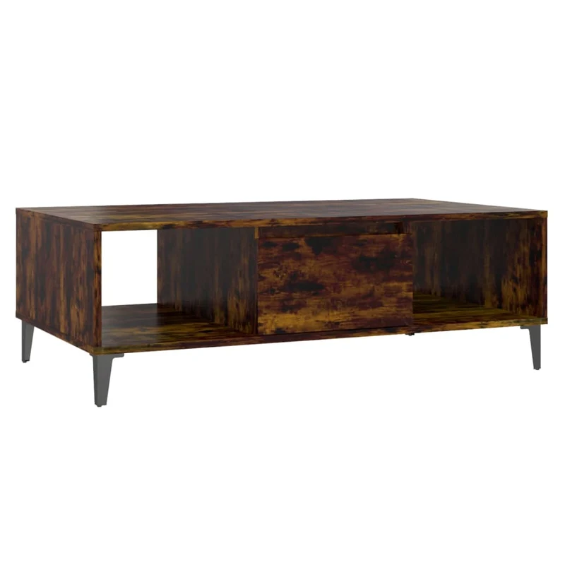 Table basse design rustique 103,5 x 60 x 35 cm bois d'ingénierie marron et métal DEC038386