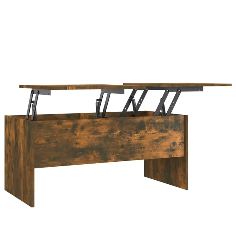 Table basse avec espace de rangement design rustique 102 x 50,5 x 46,5 cm bois d'ingénierie marron DEC038358