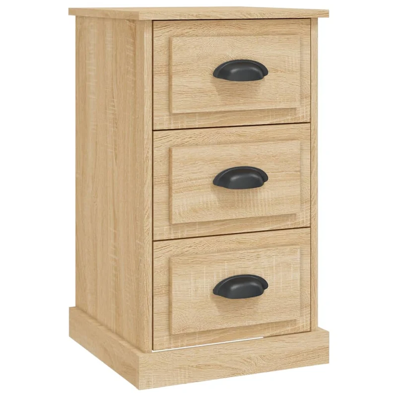 Table de chevet avec 3 tiroirs 39 x 39 x 67 cm bois d'ingénierie couleur chêne DEC033813