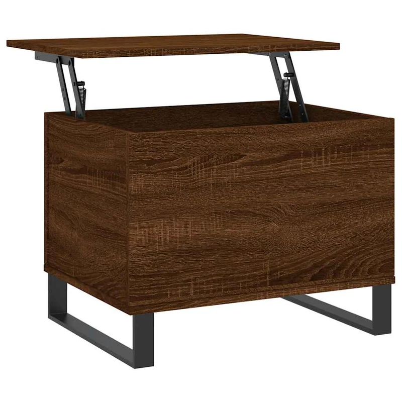 Table basse avec plateau relevable design rustique 60 x 44,5 x 45 cm bois d'ingénierie marron et métal DEC038709