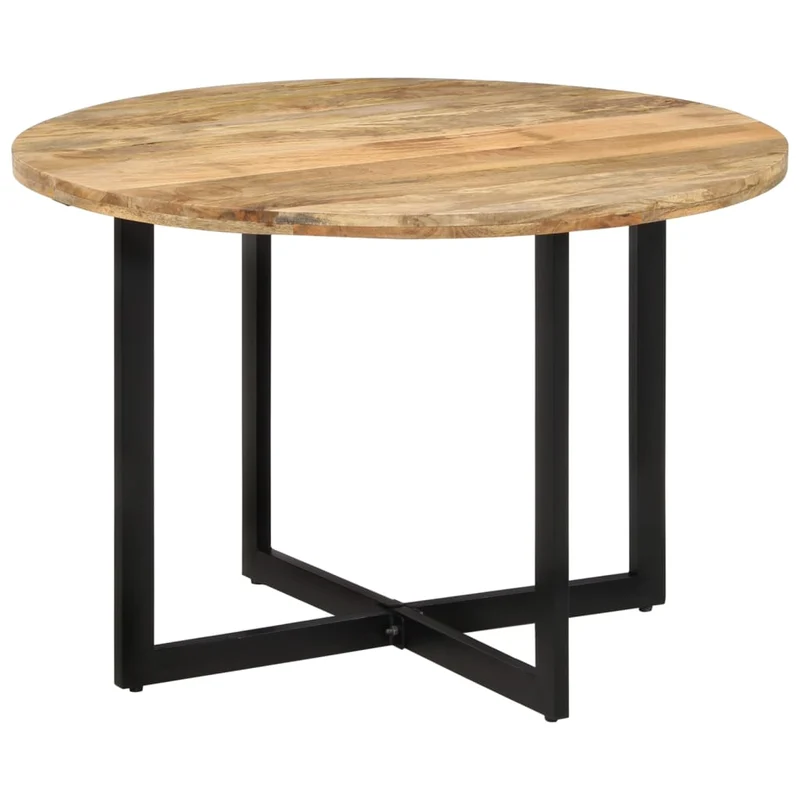 Table de salle à manger forme ronde design industriel 110 x 75 cm bois de manguier et fer DEC036654