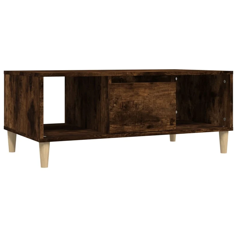 Table basse avec 2 compartiments design moderne 90 x 50 x 36,5 cm bois d'ingénierie marron DEC038521