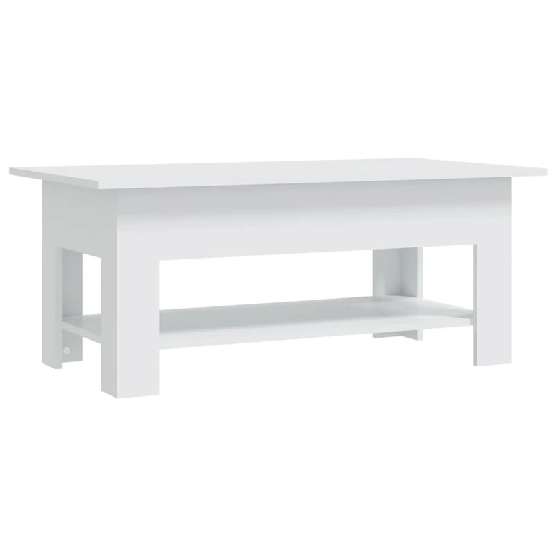 Table basse de salon design moderne 102 x 55 x 42 cm bois d'ingénierie blanc DEC037831
