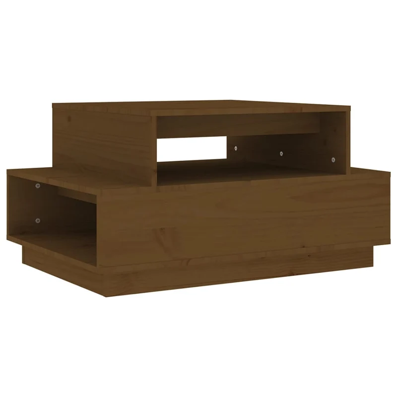Table basse avec espace de rangement design rustique moderne 80 x 55 x 40,5 cm bois massif de pin couleur marron miel DEC039501
