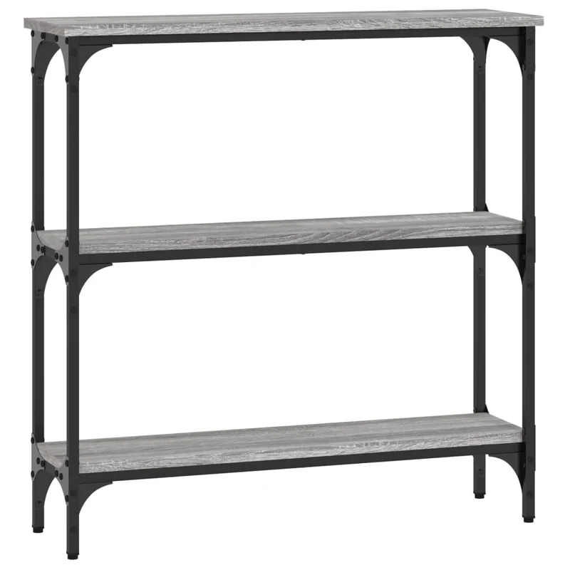 Table console d'entrée fonctionnel et stylé avec étagères 75 x 22,5 x 75 cm bois d'ingénierie gris et métal DEC032235