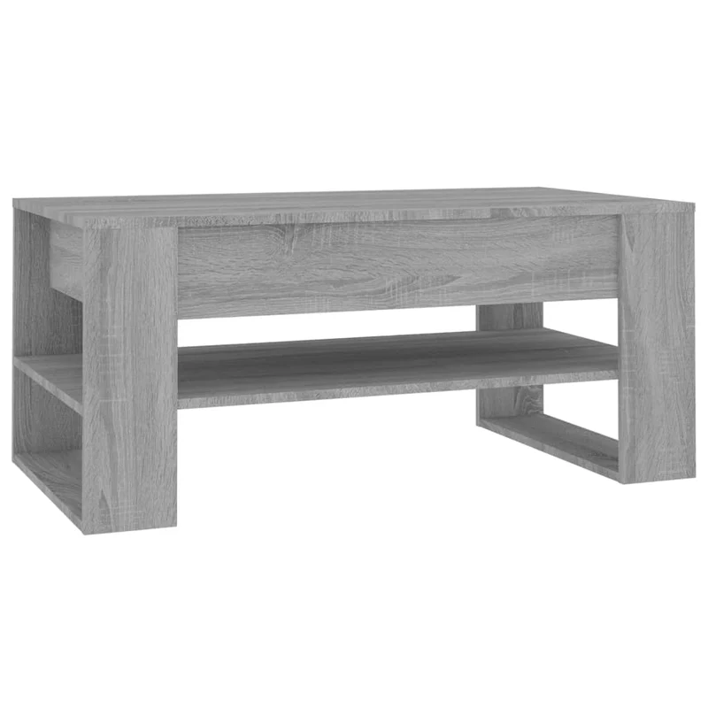 Table basse avec étagères 102 x 55 x 45 cm bois d'ingénierie gris DEC039999