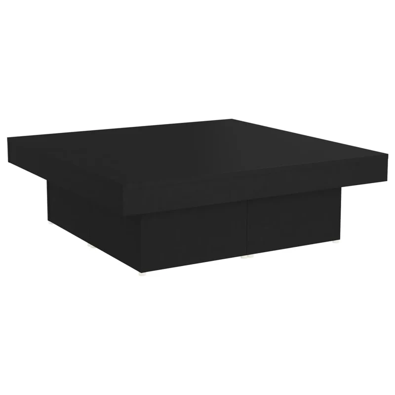 Table basse en 4 parties design moderne et contemporaine 90 x 90 x 28 cm bois d'ingénierie noir DEC039862