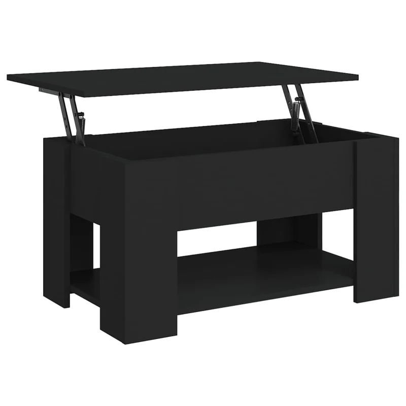 Table basse avec plateau relevable design moderne et contemporaine 79 x 49 x 41 cm bois d'ingénierie noir DEC039749