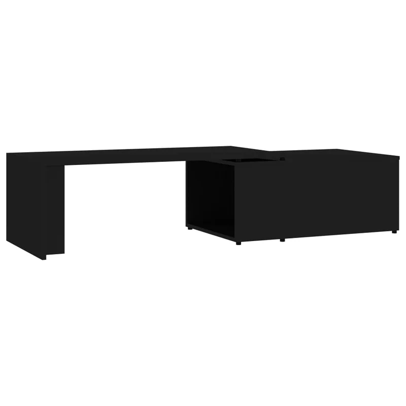 Table basse avec compartiment de rangement et plateau réglable design moderne et contemporaine 150 x 50 x 35 cm bois d'ingénierie noir DEC039635