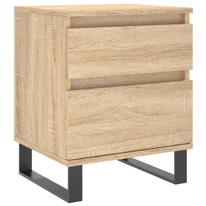 Table de chevet avec tiroir et compartiment avec porte 40 x 35 x 50 cm bois d’ingénierie couleur chêne et métal DEC033841