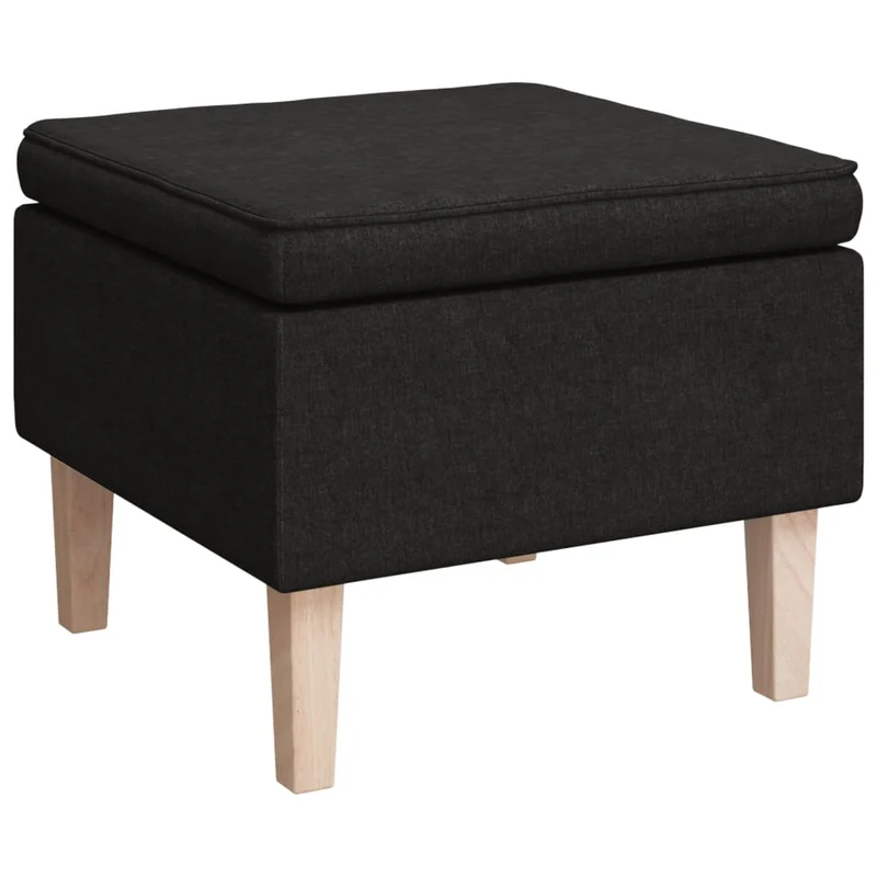 Tabouret assise repose-pieds avec pieds en bois et tissu noir DEC026312