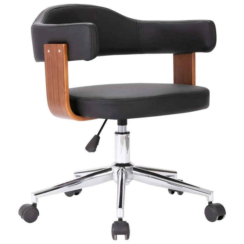 Chaise de salon bureau pivotante sur roulettes enbois courbé et synthétique CDS020107