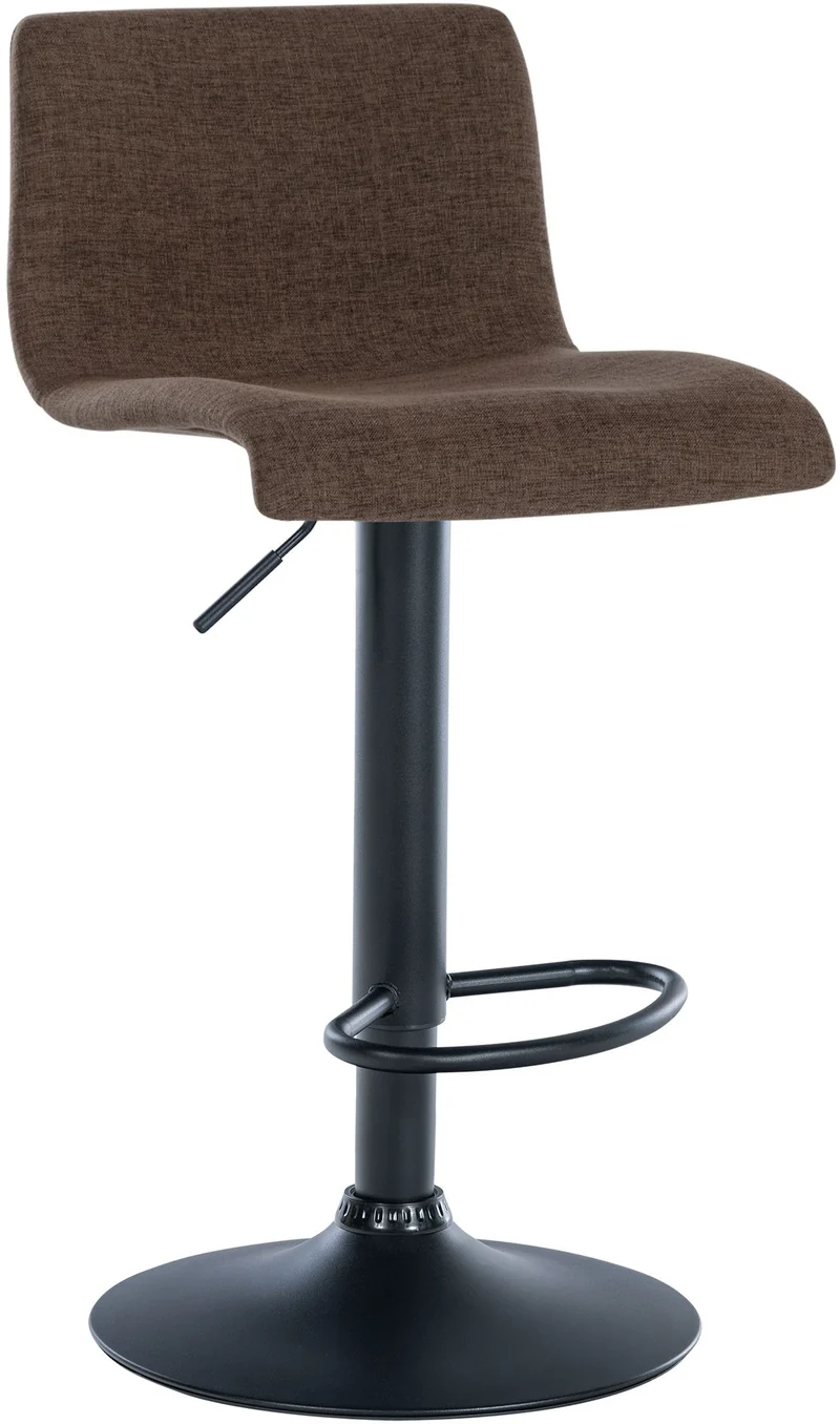 Tabouret de bar x1 design simple avec repose-pieds en tissu marron pieds en métal noir 10_0004554