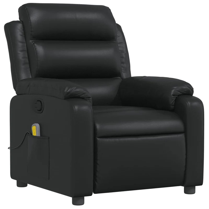 Fauteuil de relaxation TV fonction massage inclinable 6 points de massage en PVC noir DEC027031
