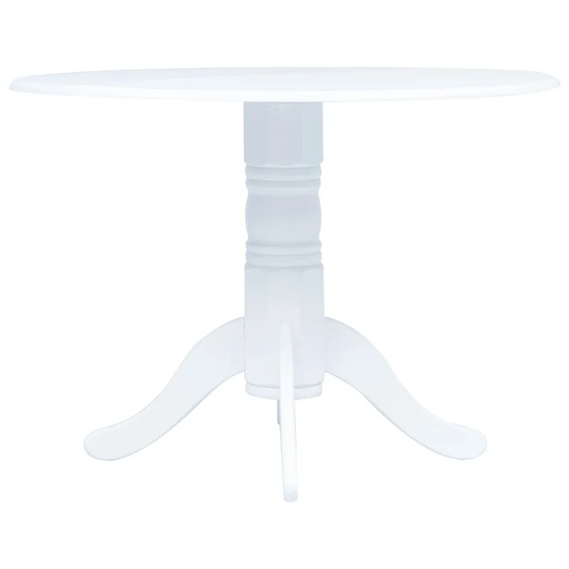 Table de salle à manger design classique 106 cm bois d'hévéa massif blanc DEC036757