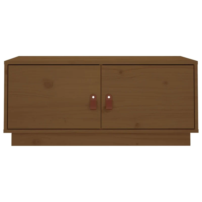 Table basse avec compartiments avec porte design rustique moderne 80 x 50 x 35 cm bois massif de pin marron DEC039495