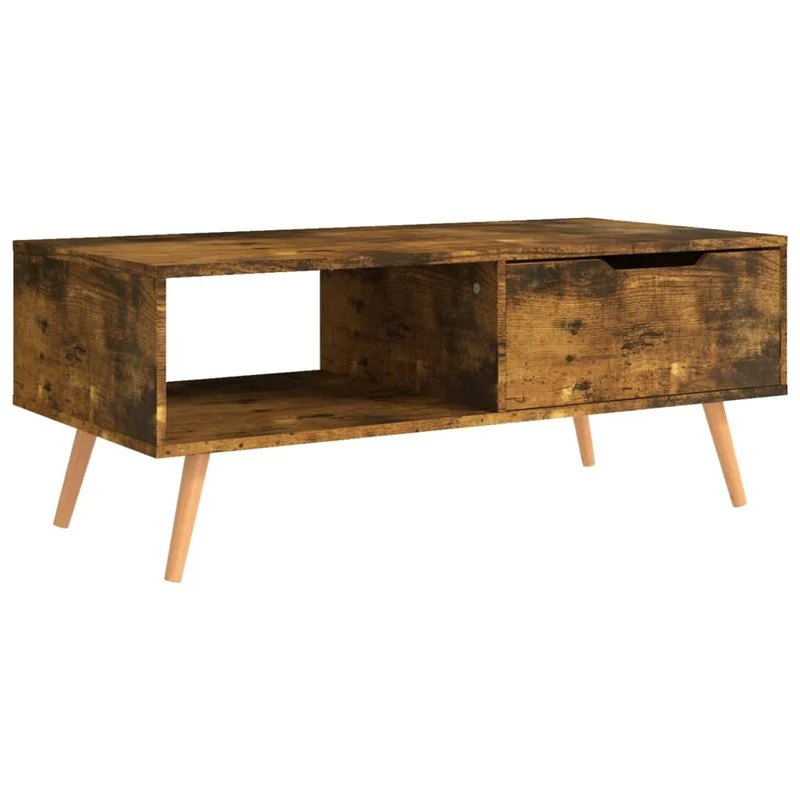 Table basse avec tiroir design moderne et contemporaine 100 x 49,5 x 43 cm bois d'ingénierie marron DEC038309