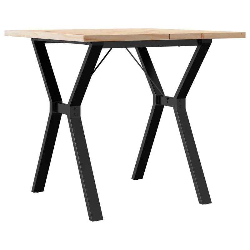 Table de salle à manger design industriel cadre en Y 80 x 80 x 75,5cm bois de pin massif et acier DEC036841