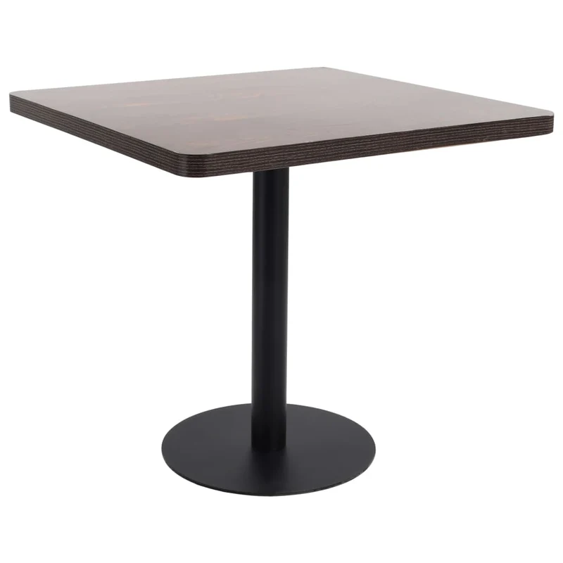 Table d'appoint auxiliaire design bistro 80 x 80 cm MDF marron et acier DEC036577