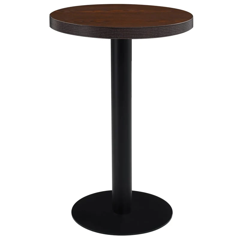 Table d'appoint auxiliaire style bistro classique hauteur 75 cm MDF marron et acier noir DEC036572