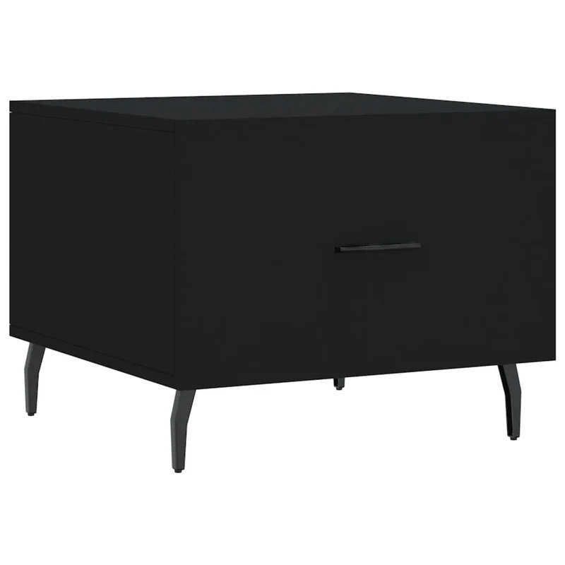 Table basse avec tiroir design moderne et contemporain 50 x 50 x 40 cm bois d'ingénierie noir et fer DEC039671