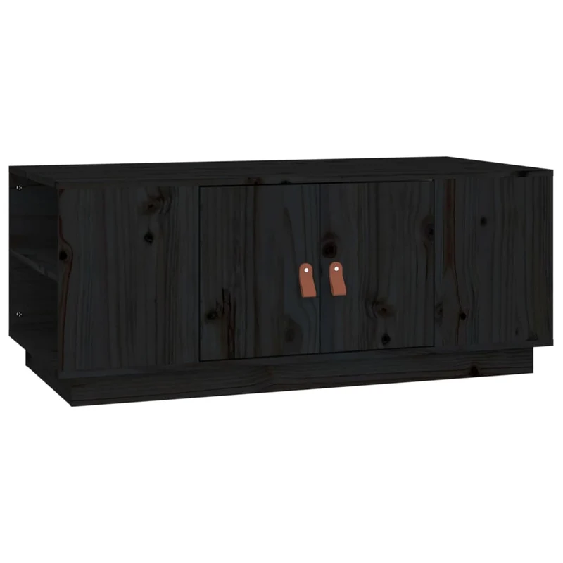 Table basse avec compartiment de rangement design rustique 100 x 50 x 41 cm bois massif de pin noir DEC039552