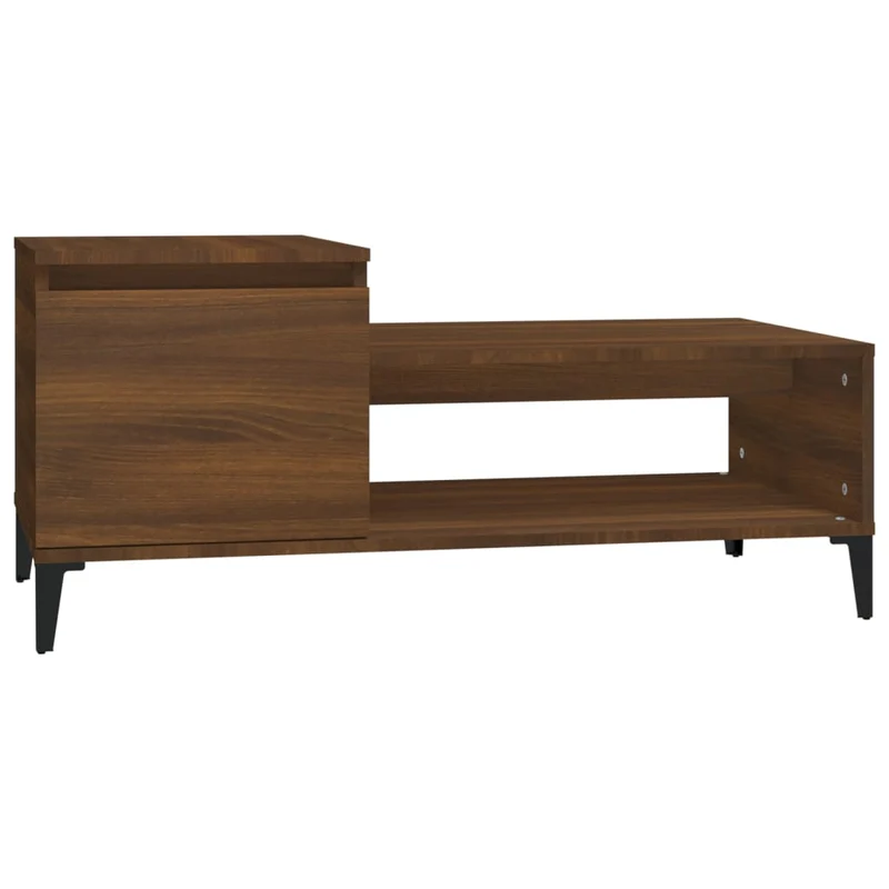 Table basse design moderne et contemporaine 100 x 50 x 45 cm bois d'ingénierie marron et métal DEC038591