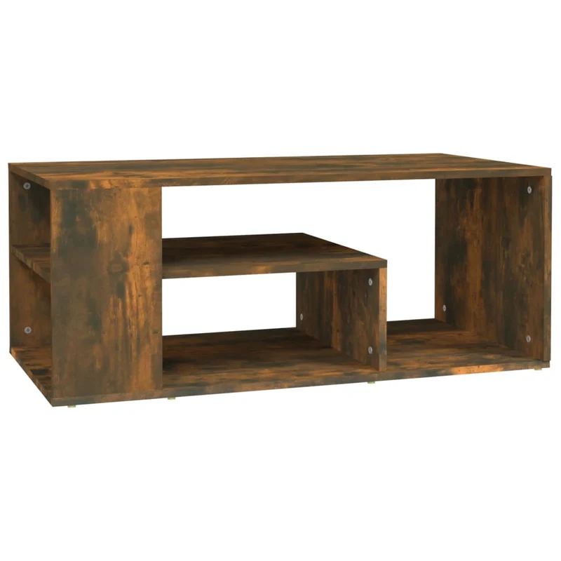 Table basse avec étagères design moderne et contemporaine 100 x 50 x 40 cm bois d'ingénierie marron DEC038321