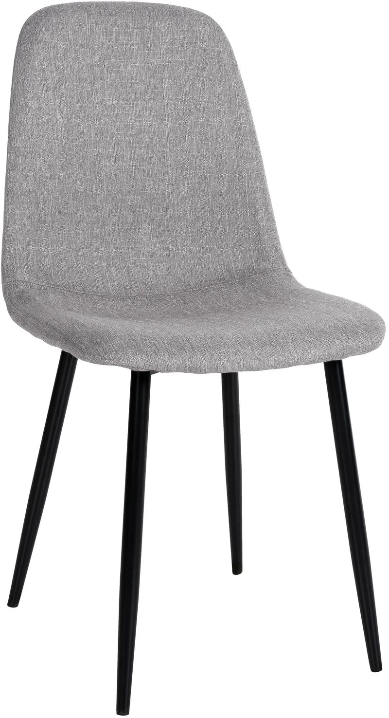 Chaise de salle à manger design simple avec pieds en métal noir assise en tissu gris clair 10_0002074