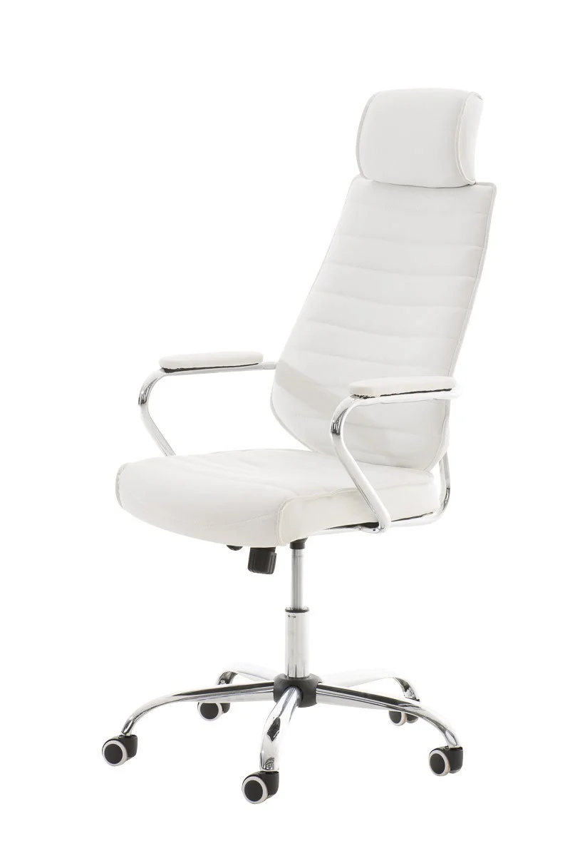 Fauteuil de bureau à roulettes en synthétique blanc hauteur réglable BUR10002
