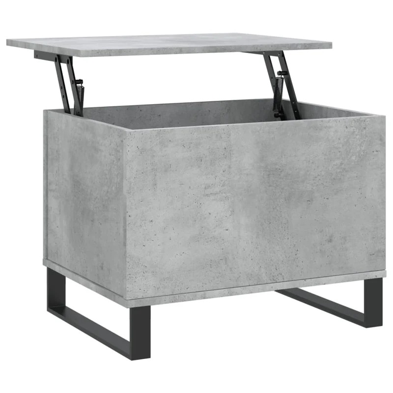 Table basse avec dessus relevable design intemporel 60 x 44,5 x 45 cm bois d'ingénierie gris et métal DEC039318