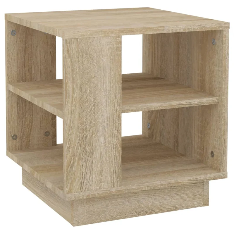 Table basse table d'appoint avec étagères design intemporel 40 x 40 x 43 cm bois d'ingénierie couleur chêne DEC038932