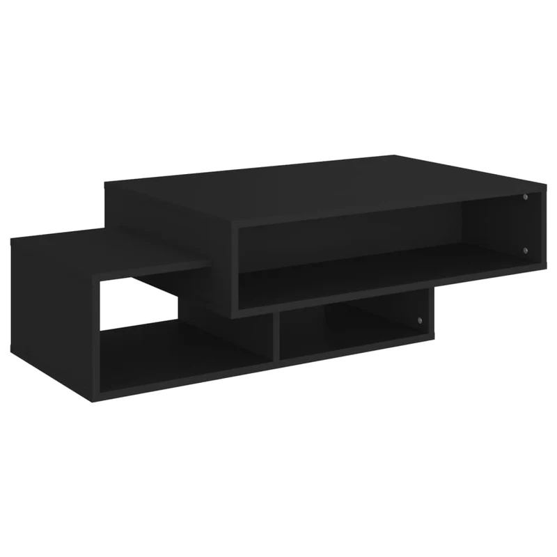 Table basse 3 compartiments design moderne et contemporaine 105 x 55 x 32 cm bois d’ingénierie noir DEC039621