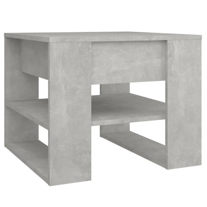 Table basse avec étagères design moderne et contemporaine 55,5 x 55 x 45 cm bois d'ingénierie gris DEC039303