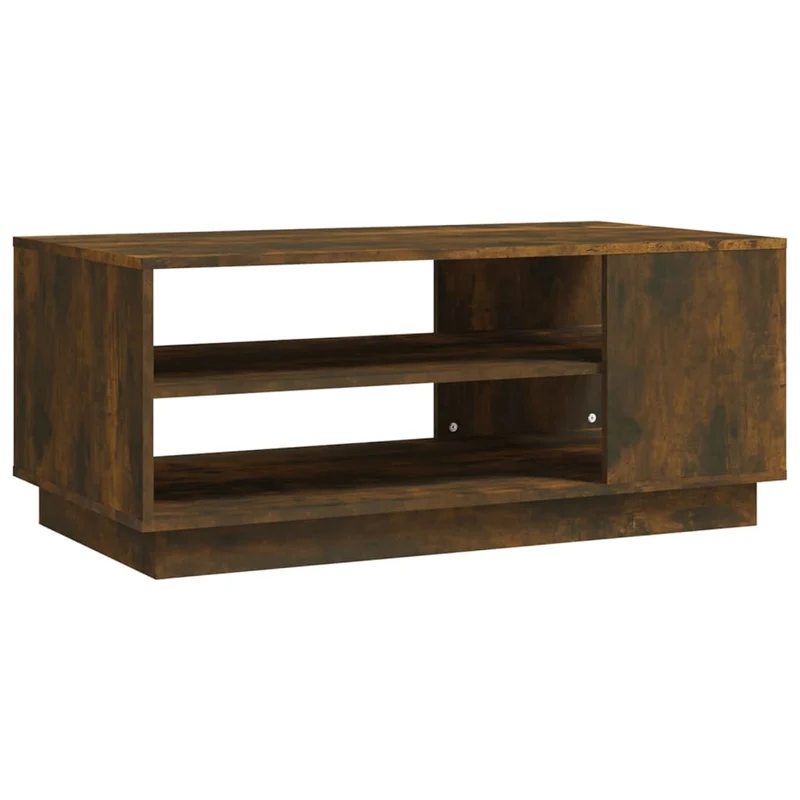 Table basse avec étagères de rangement design moderne et contemporaine 102 x 55 x 43 cm bois d'ingénierie marron DEC038383