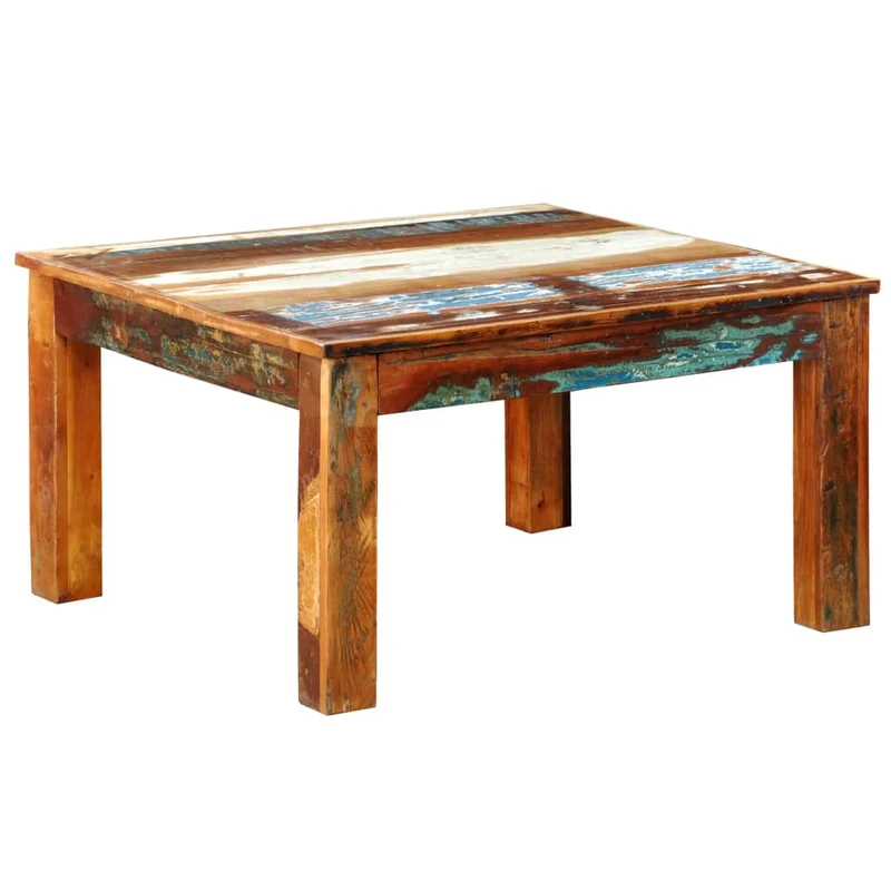 Table basse design industriel forme carrée 80 x 80 x 45 cm en bois de récupération coloré DEC038283