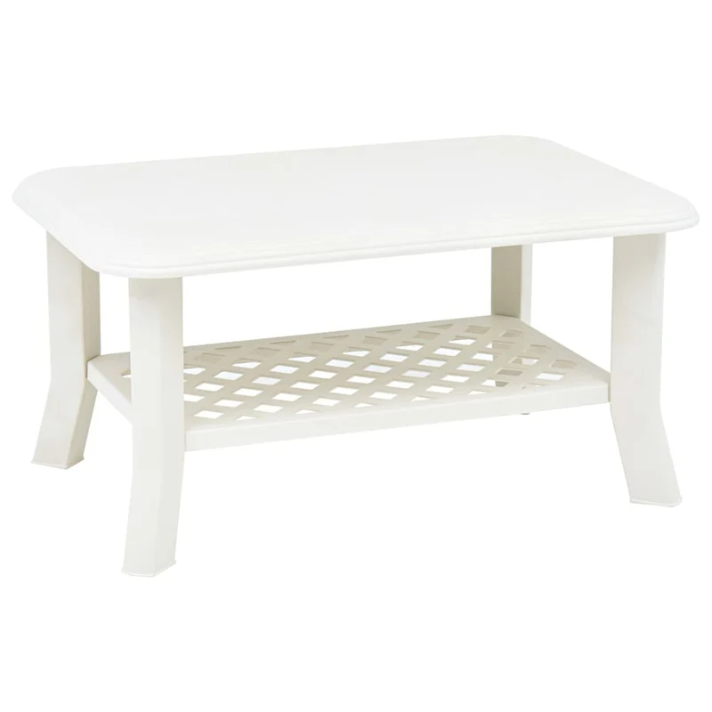 Table basse d'extérieur design classique 90 x 60 x 46 cm Plastique blanc DEC038032