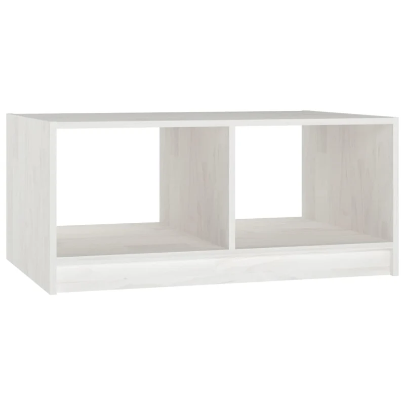 Table basse avec compartiment ouvert design moderne et contemporaine 75 x 50 x 33,5 cm bois de pin blanc DEC037941
