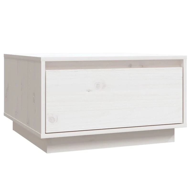 Table basse avec tiroir design moderne et contemporaine 55 x 56 x 32 cm bois massif de pin blanc DEC037904