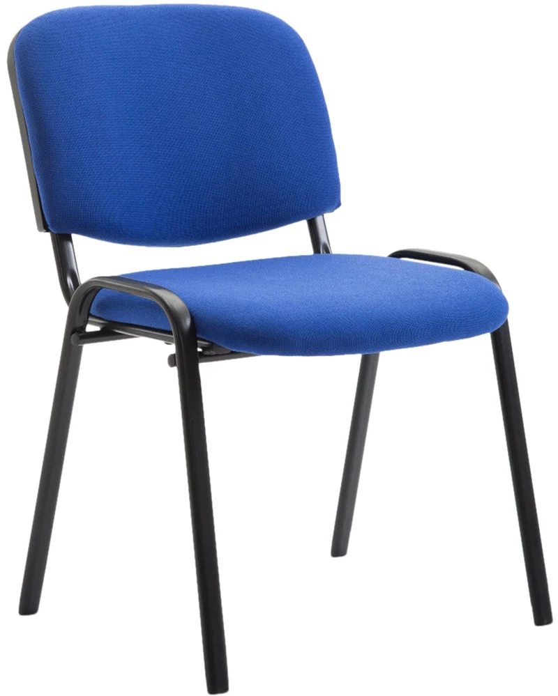 Chaise visiteur empilable zone d'attente en tissu bleu piètement à 4 pieds en métal noir 10_0003402