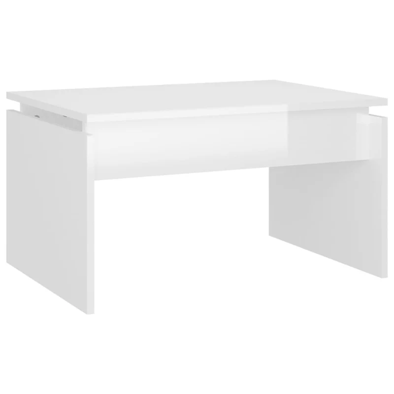 Table basse design moderne et contemporaine 68 x 50 x 38 cm bois d'ingénierie blanc brillant DEC038134