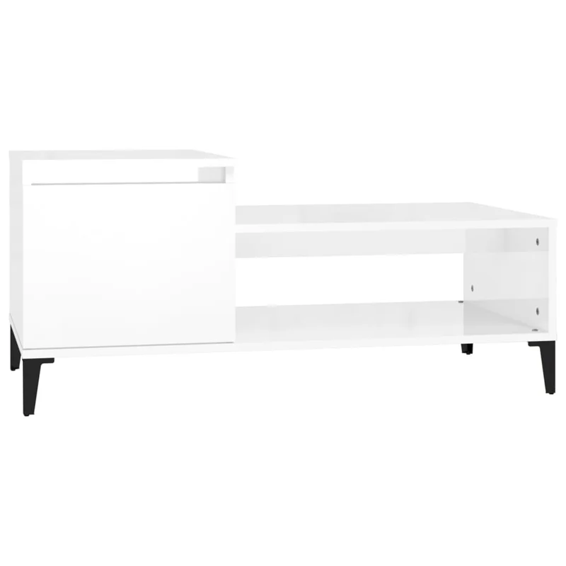Table basse design moderne et contemporaine 100 x 50 x 45 cm bois d'ingénierie blanc brillant DEC038048
