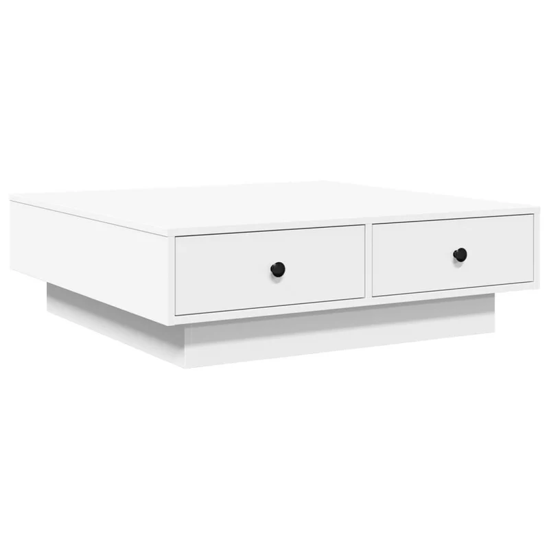 Table basse avec tiroirs design moderne et contemporaine 90 x 90 x 28 cm aggloméré blanc DEC038034